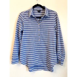 Nautica Chambray Striped Rolled Sleeve Shirt